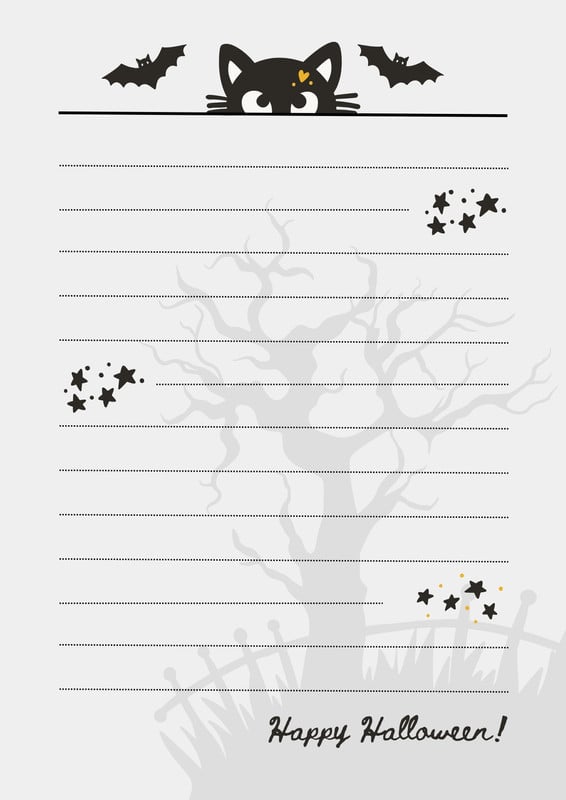 Playful Greeting Happy Halloween Page Border Canva template, black and gray
