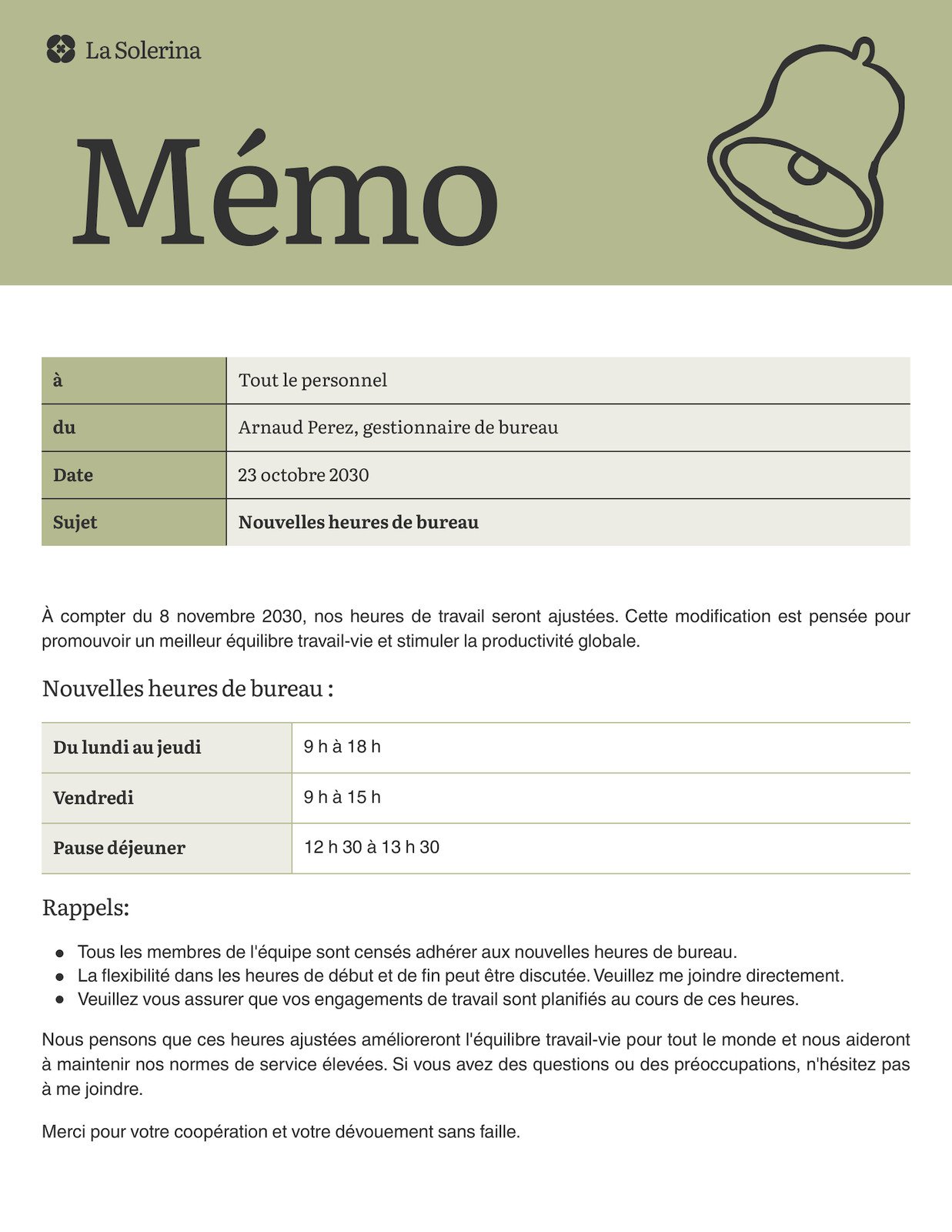 Doc d'annonce interne