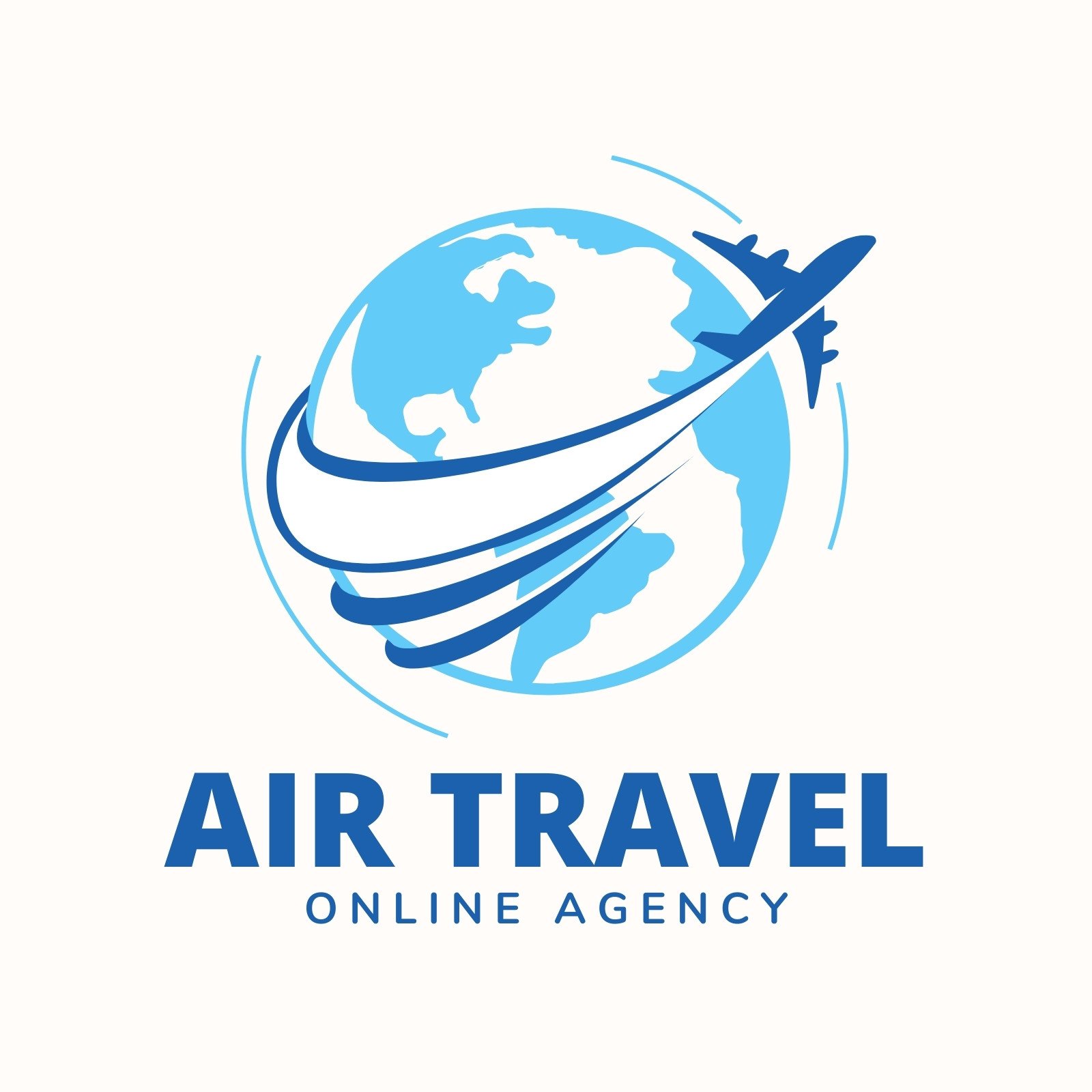 Blue Flat Illustrative Travel Agency Logo