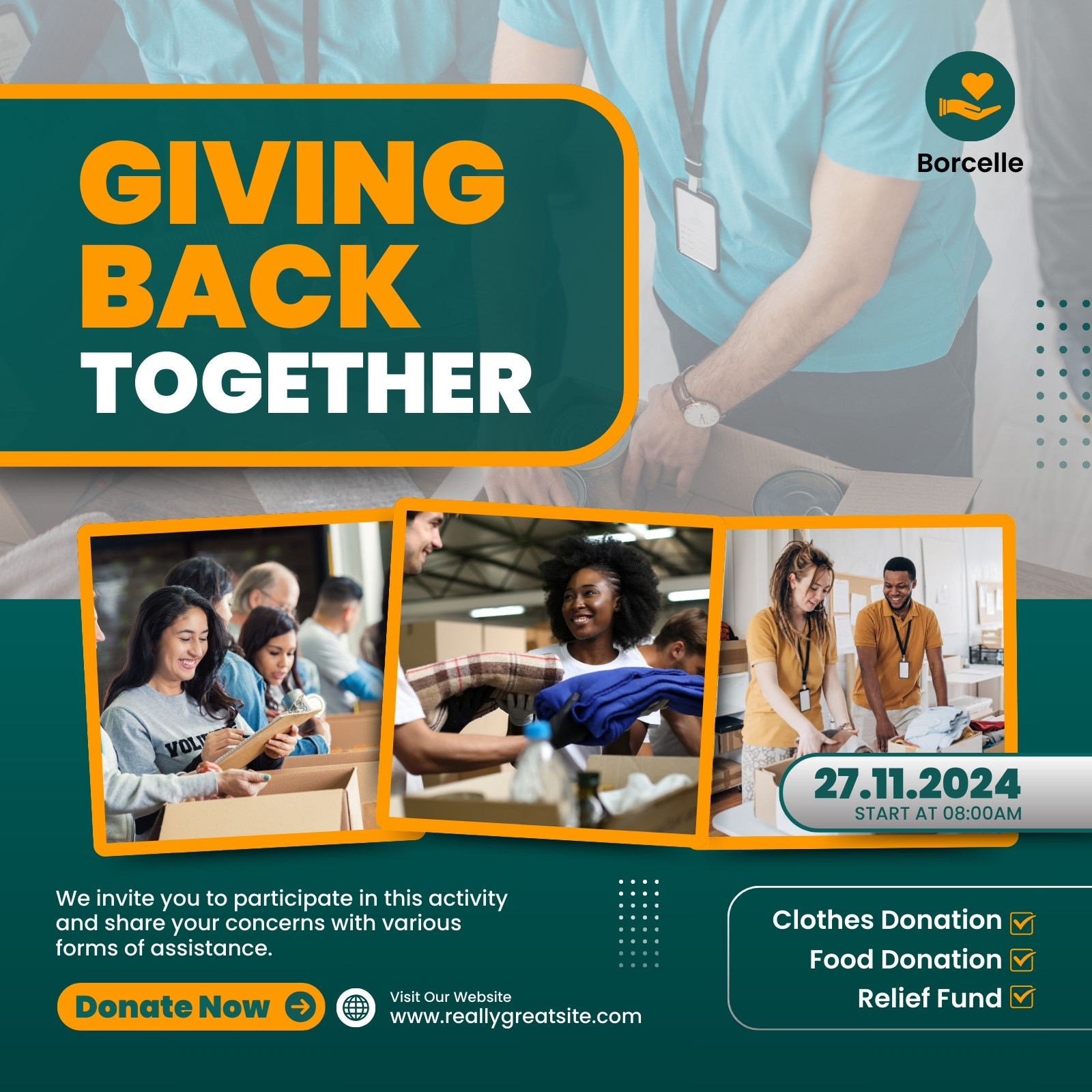 Teal and Yellow Modern Charity Event Instagram Post