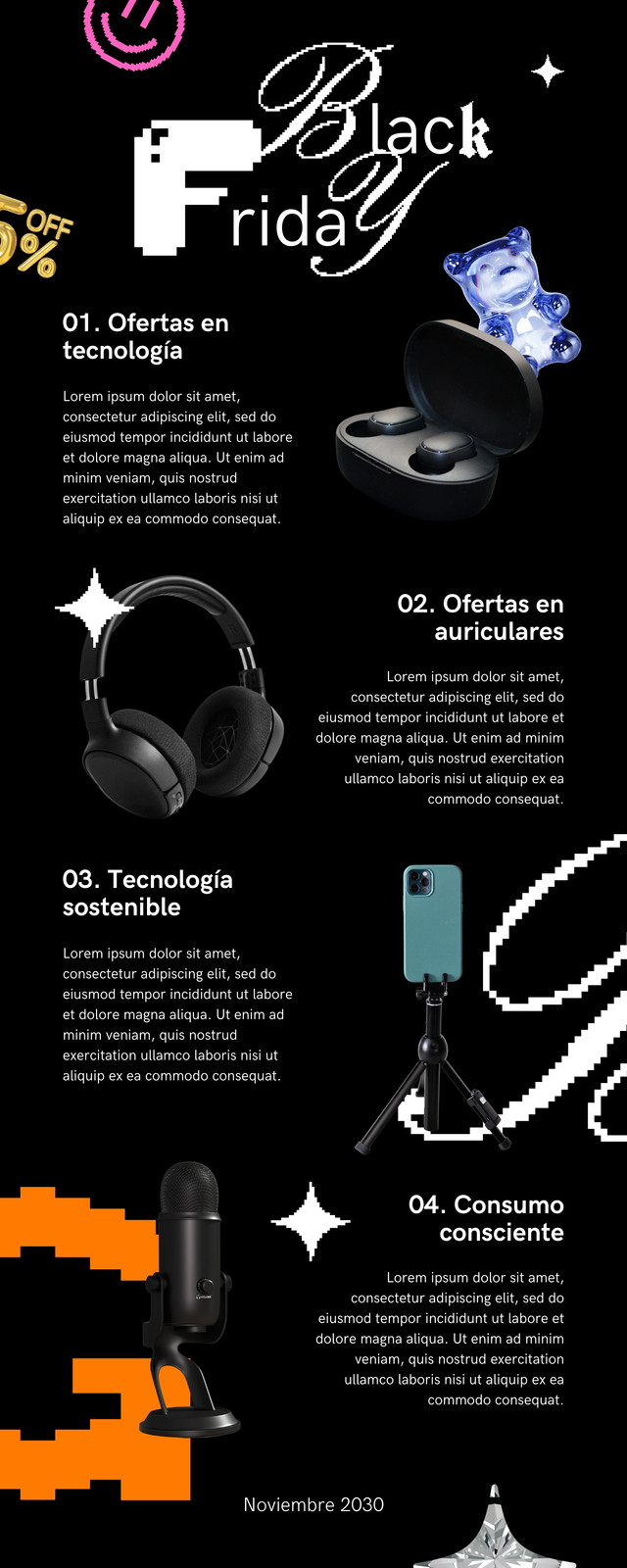 Infografía Black Friday moderno negro blanco