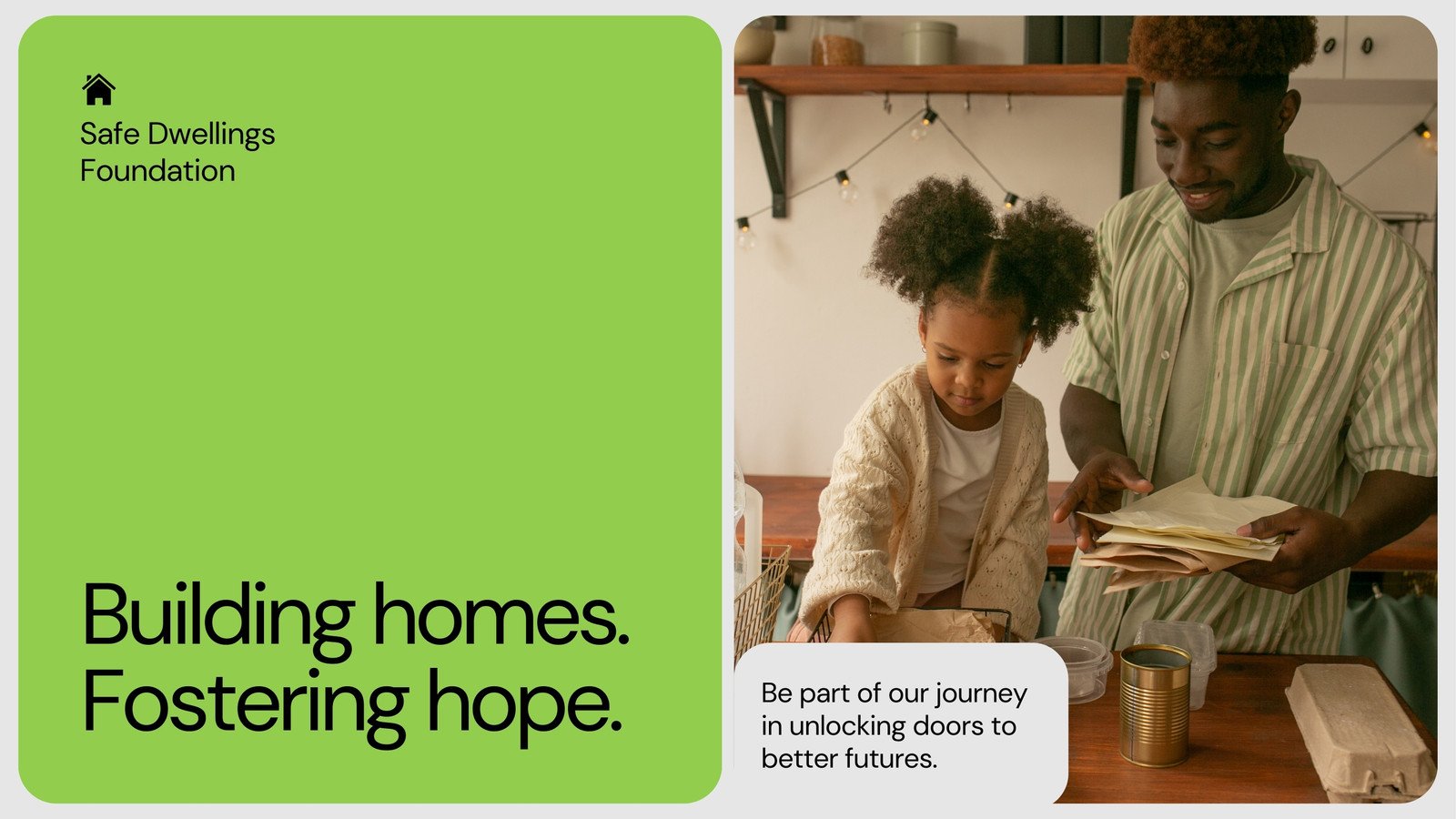 Housing Fundraising Campaign Non-profit Website in Green White Style
