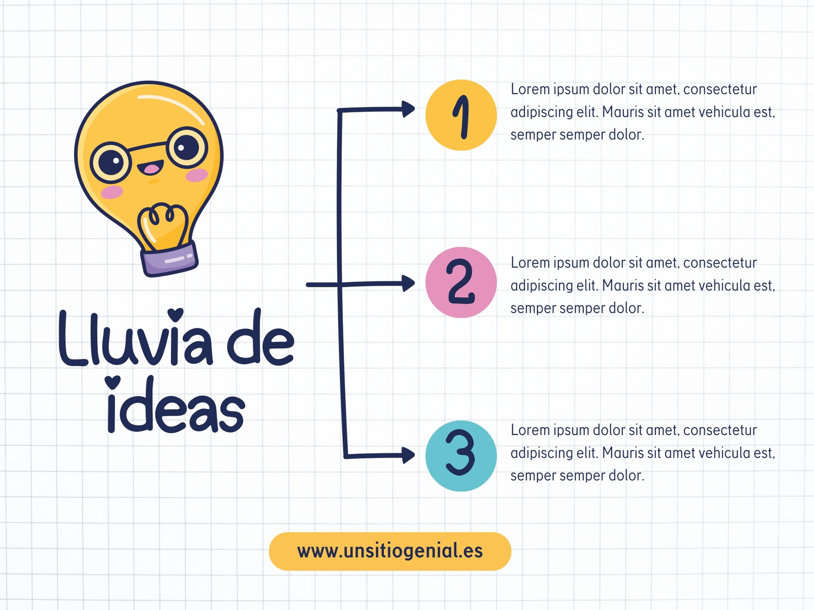 Gráfica Lluvia de Ideas Esquema Diagrama Cuadrícula Ilustrado Kawaii Blanco Amarillo 