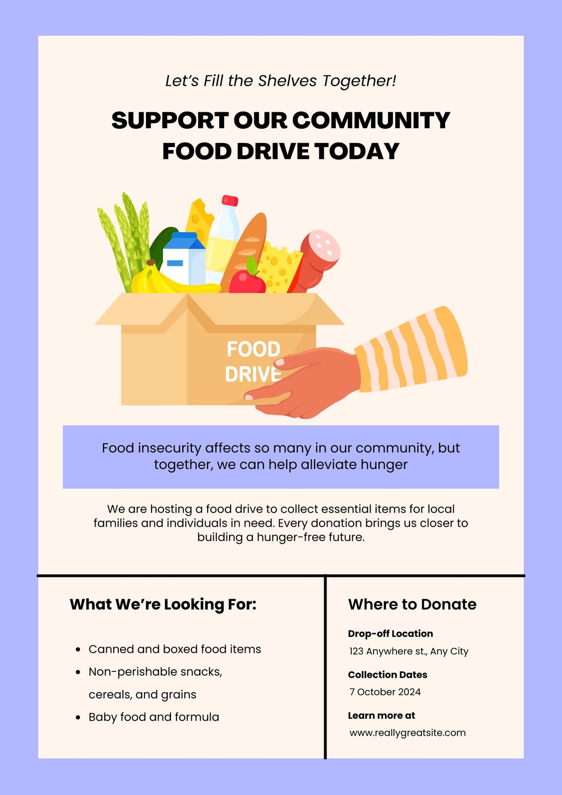 Blue Illustration Food Drive Flyer