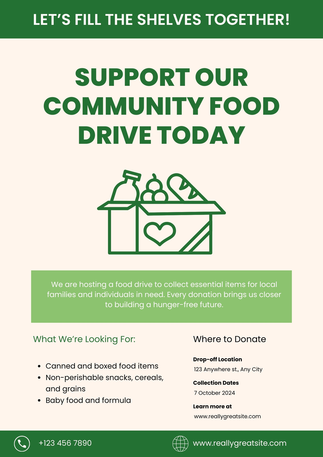 Green Illustration Food Drive Flyer