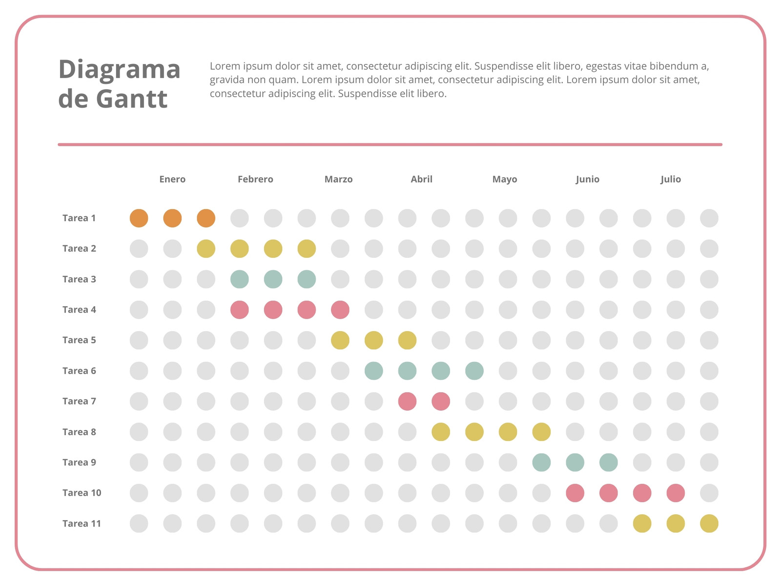 Gráfico Diagrama de Gantt Creativo Rosa