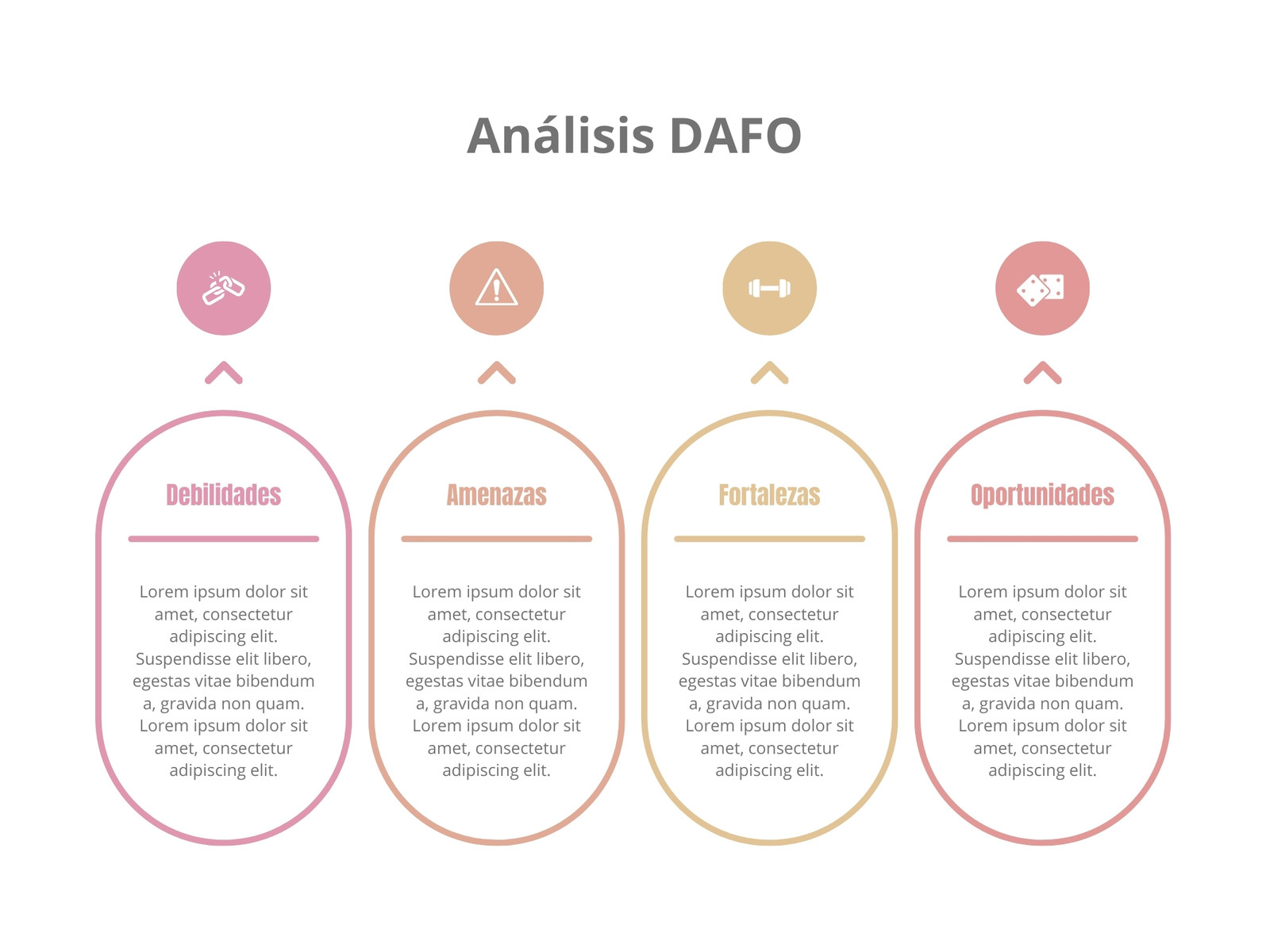 Gráfico Análisis DAFO iconos Creativo Rosa