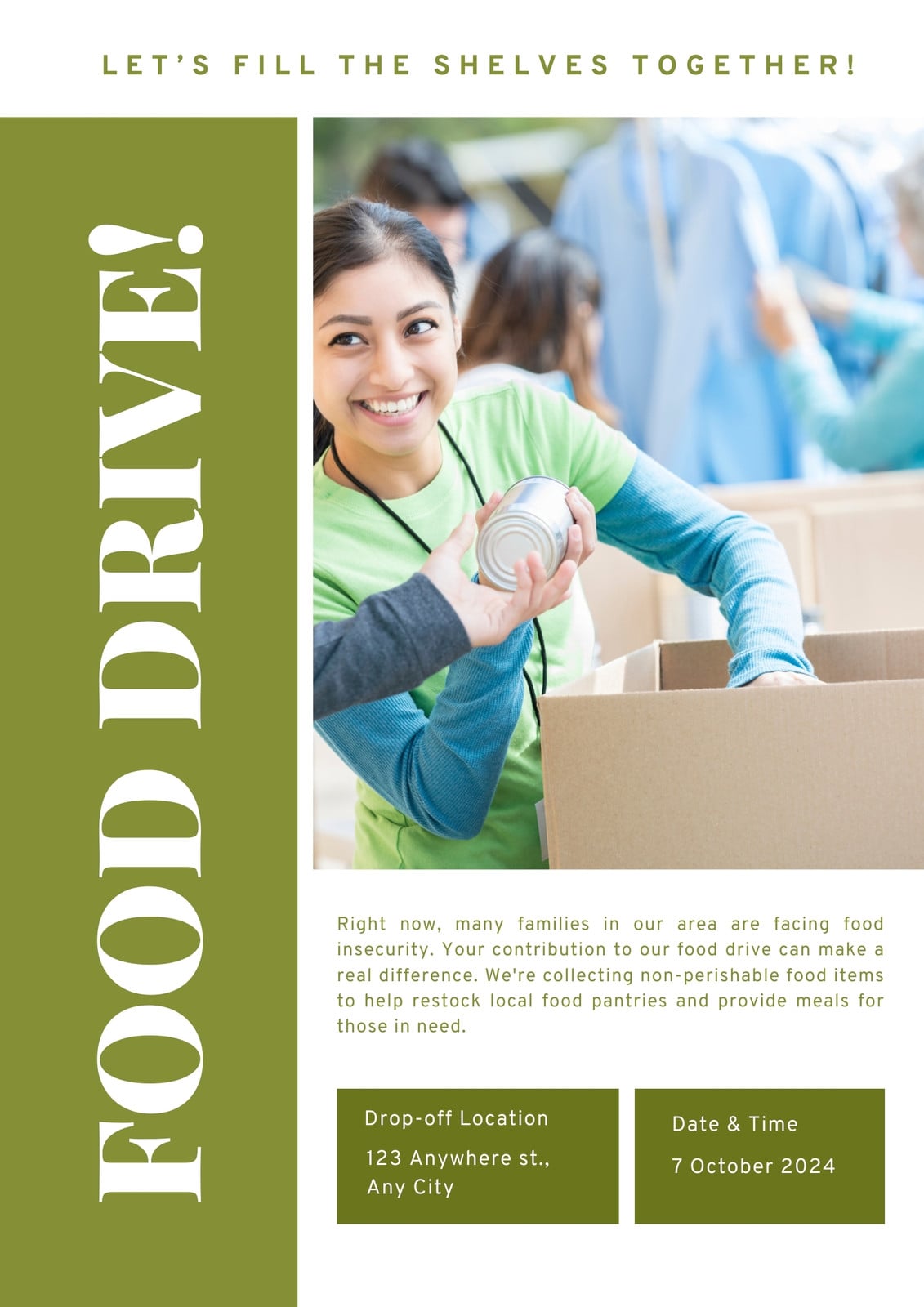 Green Simple Food Drive Flyer 