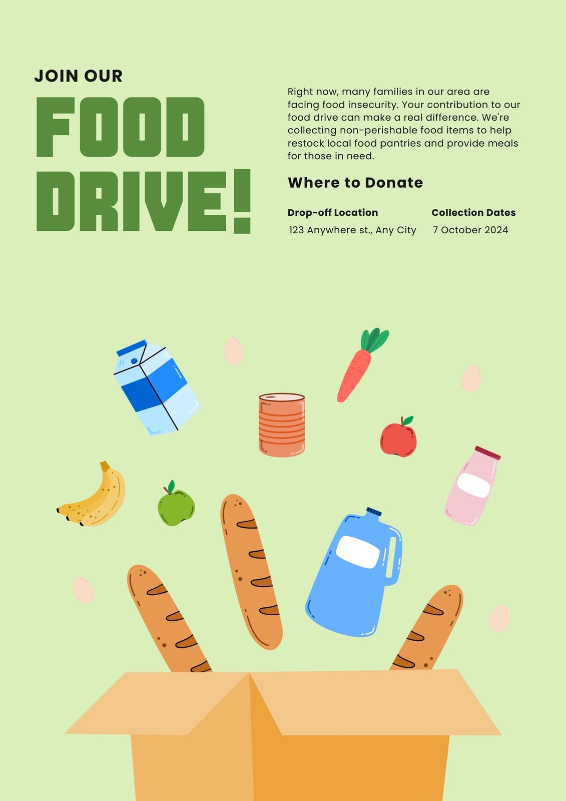 Green Illustration Food Drive Flyer 