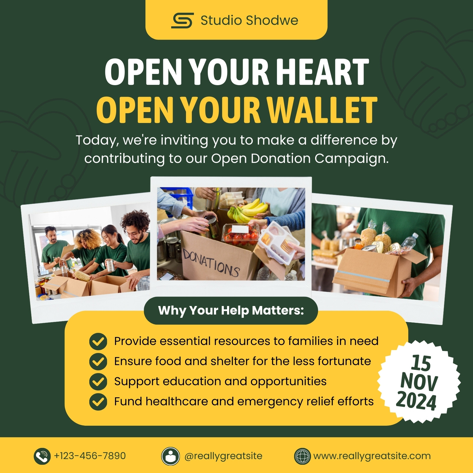 Green Modern Open Donation Instagram Post