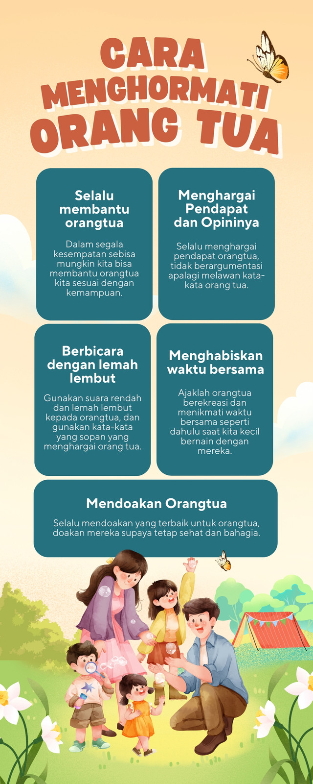 Warna-warni Ilustrasi Infografis Cara Menghormati Orang Tua