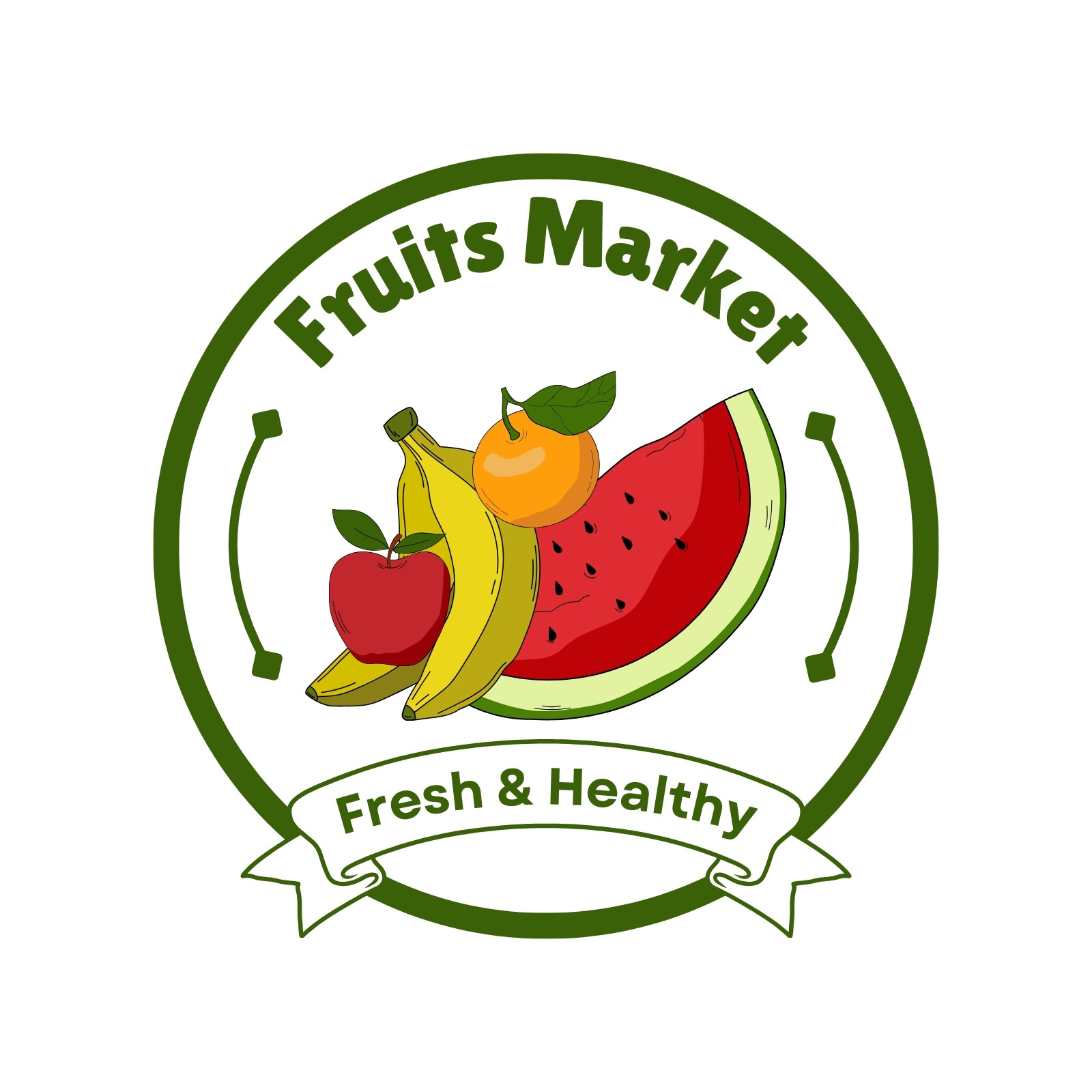 Logo chợ trái cây xanh đỏ Logo chợ trái cây xanh đỏ