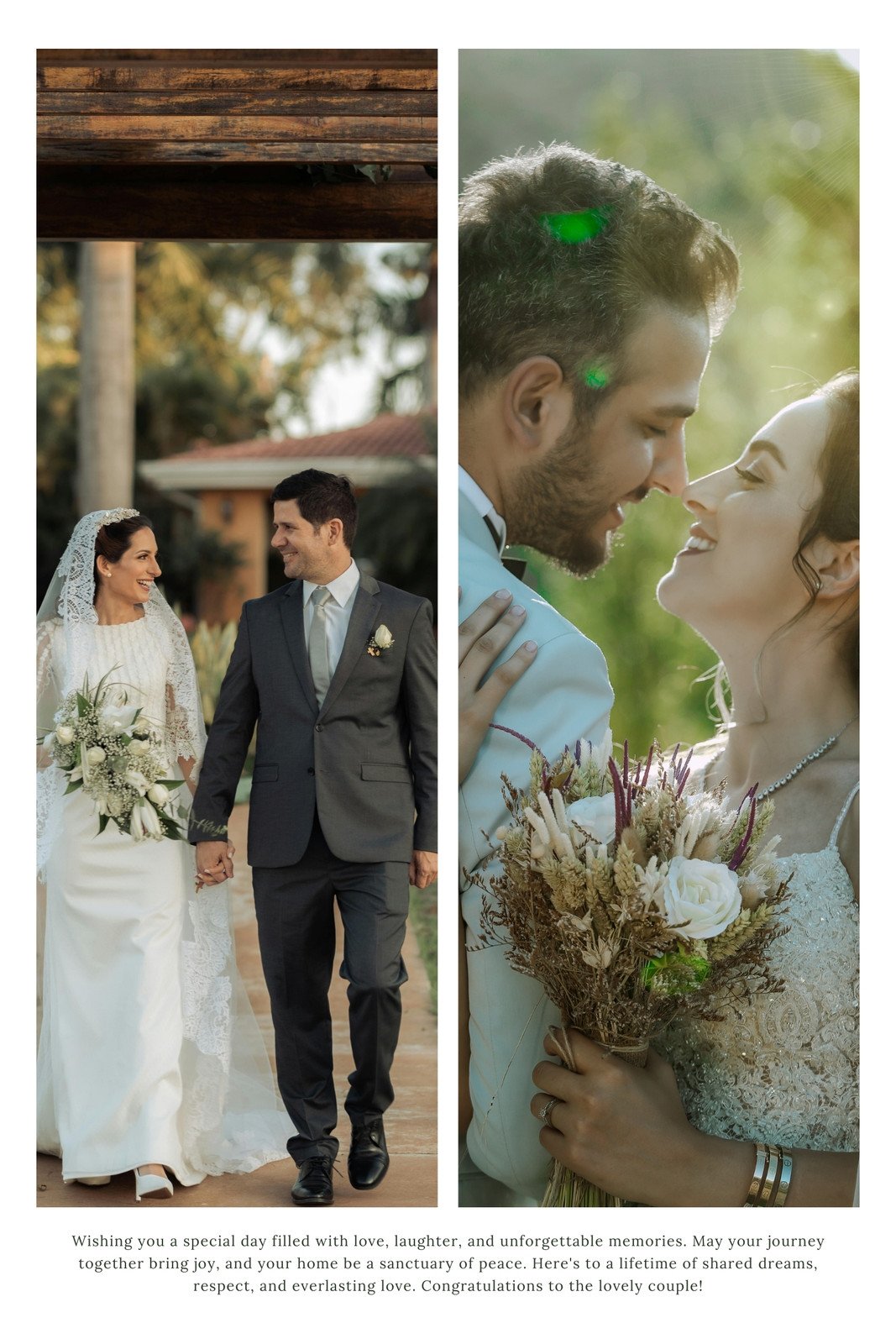 White and Green Simple Wedding Photo Collage