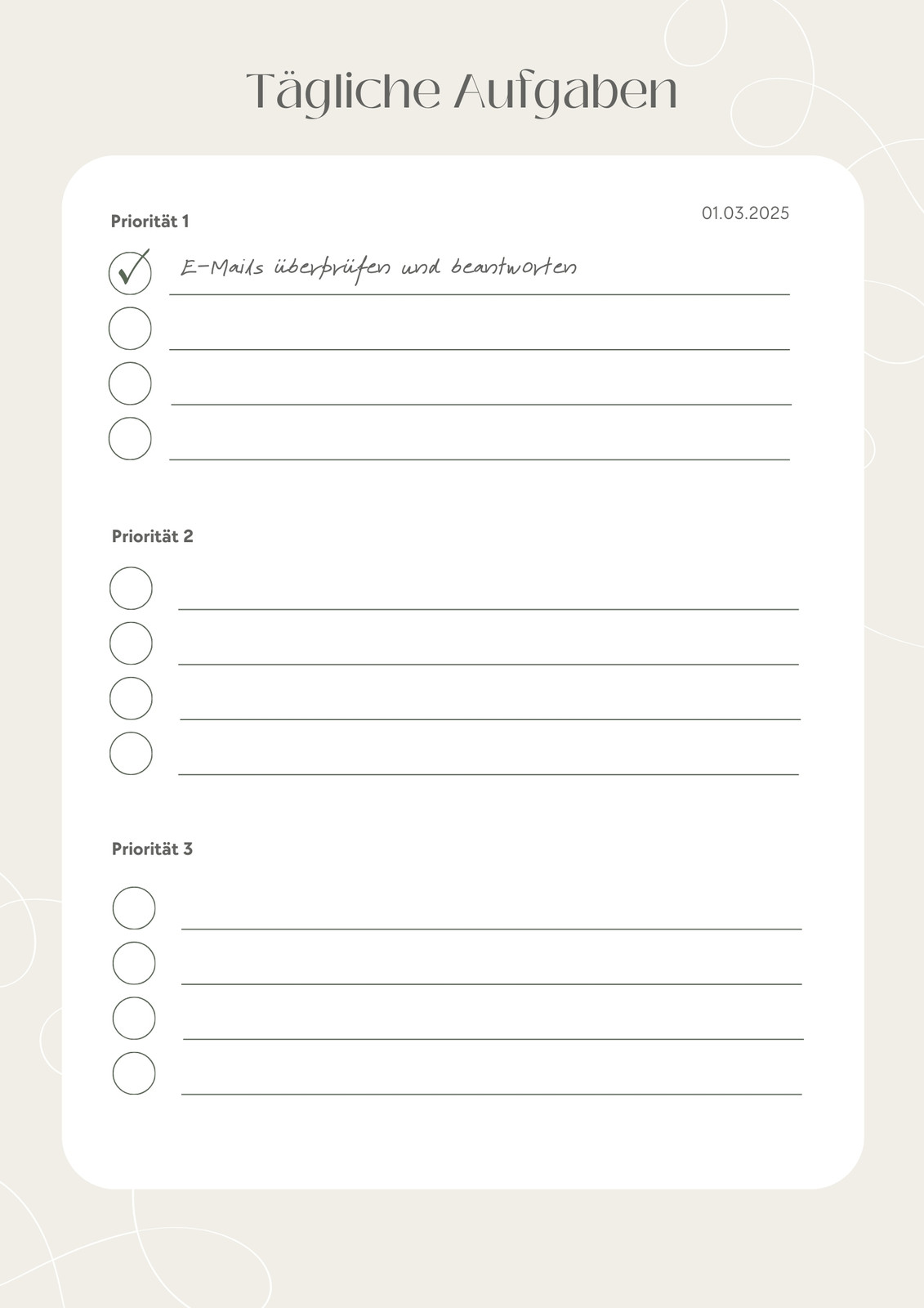 Beige Weiß Minimalistisch Modern Aufgaben To-Do Checkliste A4 Dokument Beige Weiß Minimalistisch Modern Aufgaben To-Do Checkliste A4 Dokument