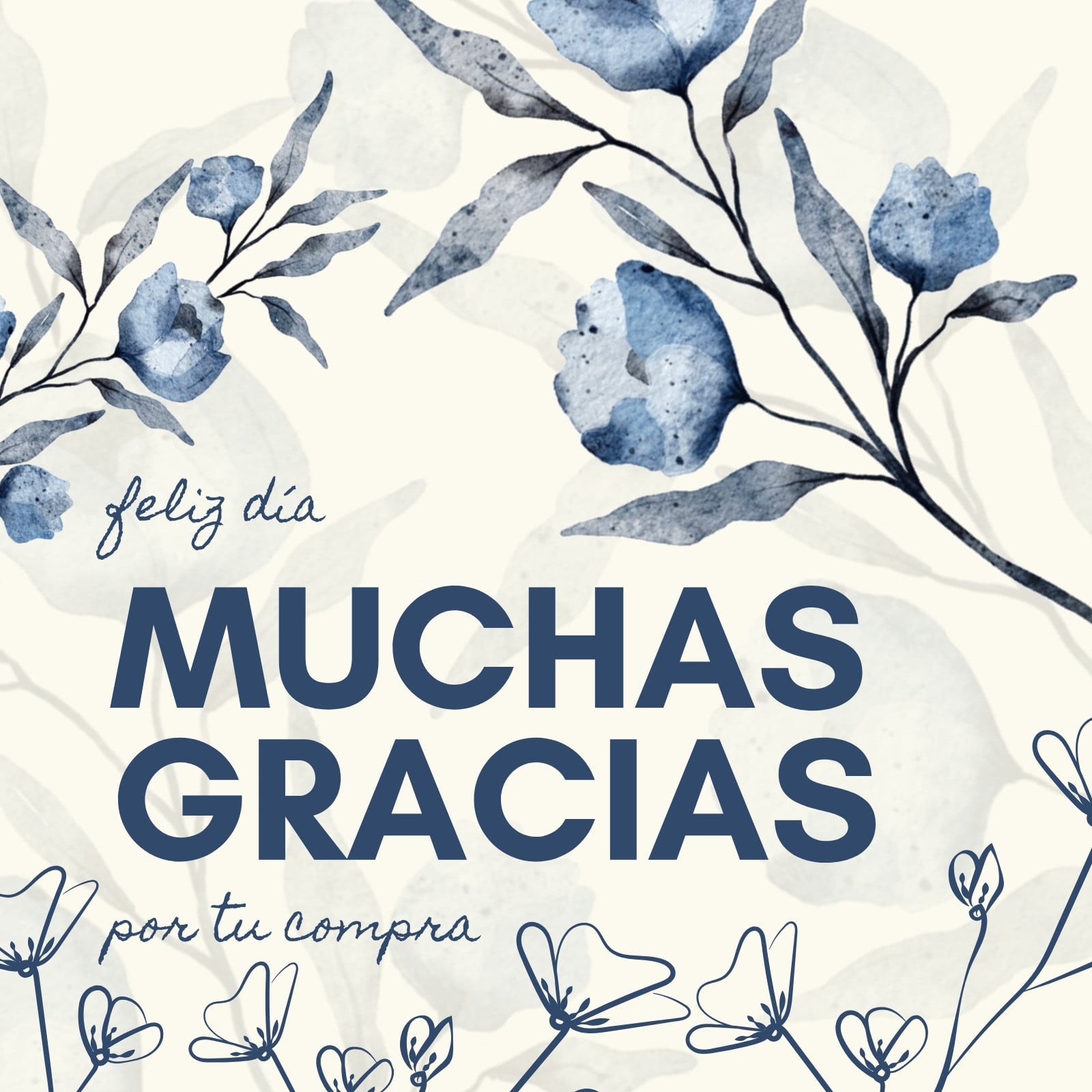 Tarjeta Cuadrada Gracias Por Tu Compra Emprendimiento Ilustración Formas Floral Multicolor