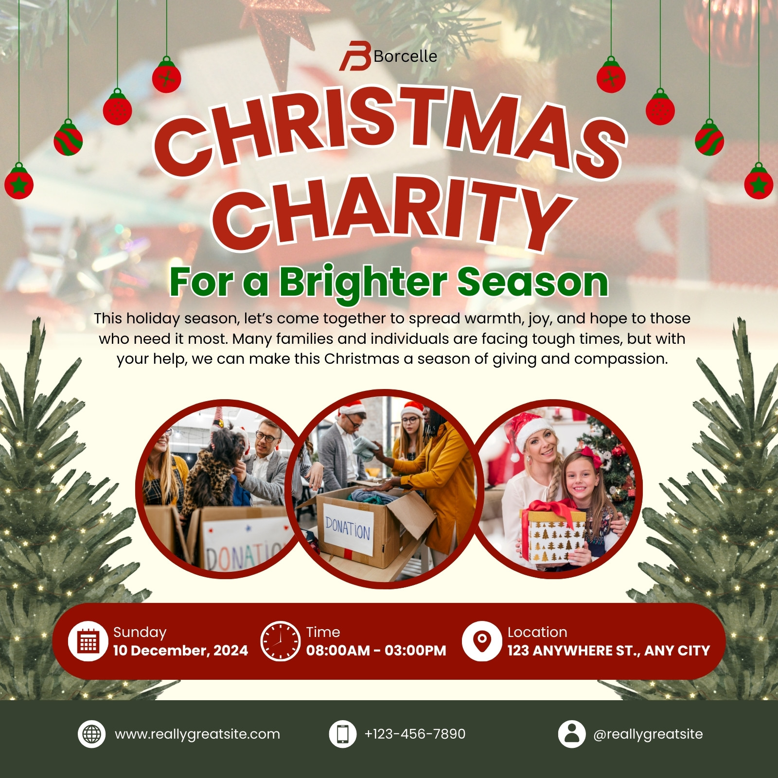 Red and Green Modern Christmas Charity Instagram Post