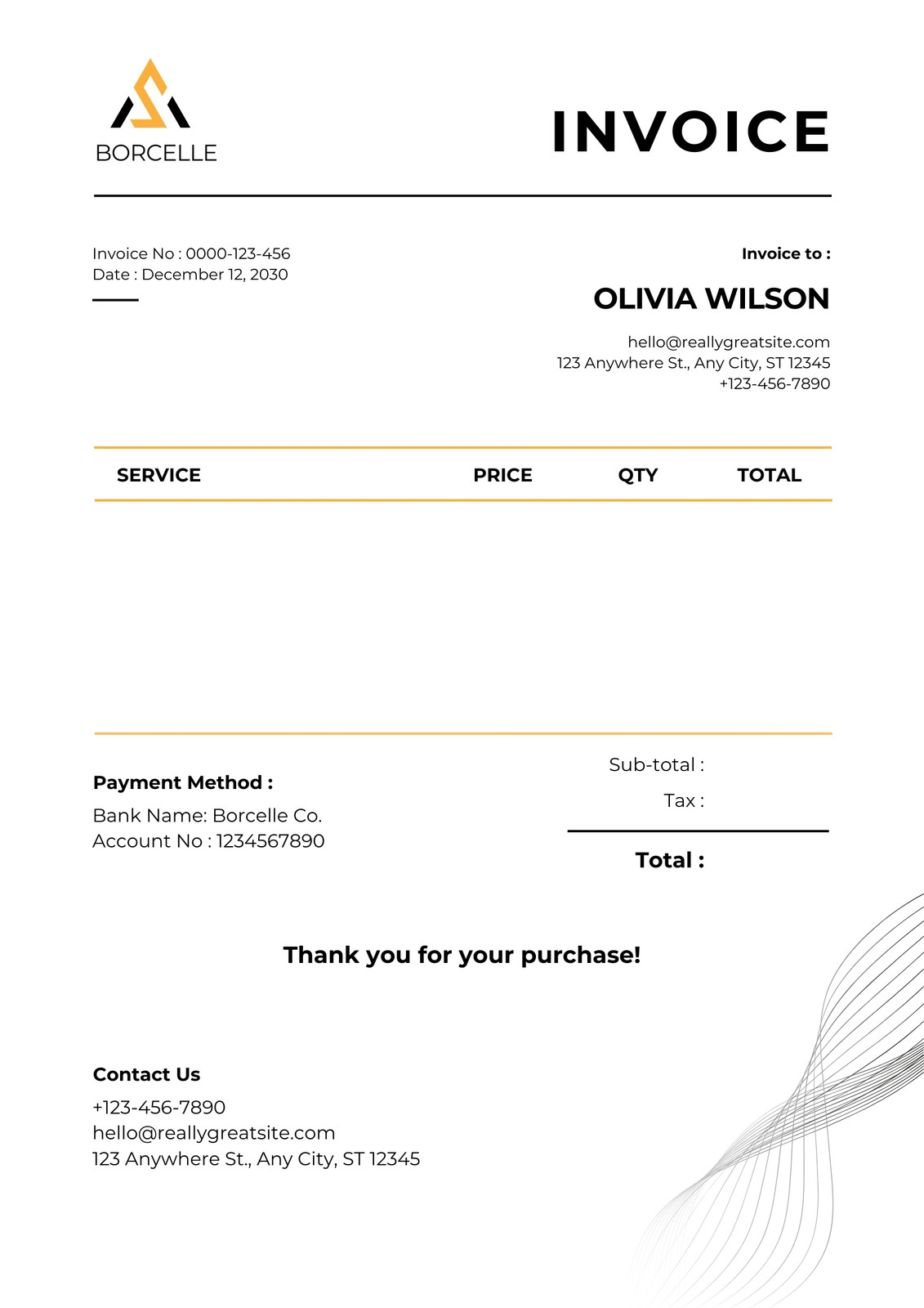 Black and White Modern Professional Business Invoice