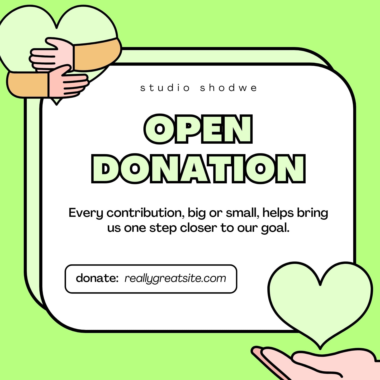 Green Lined Illustrative Open Donation Instagram Post