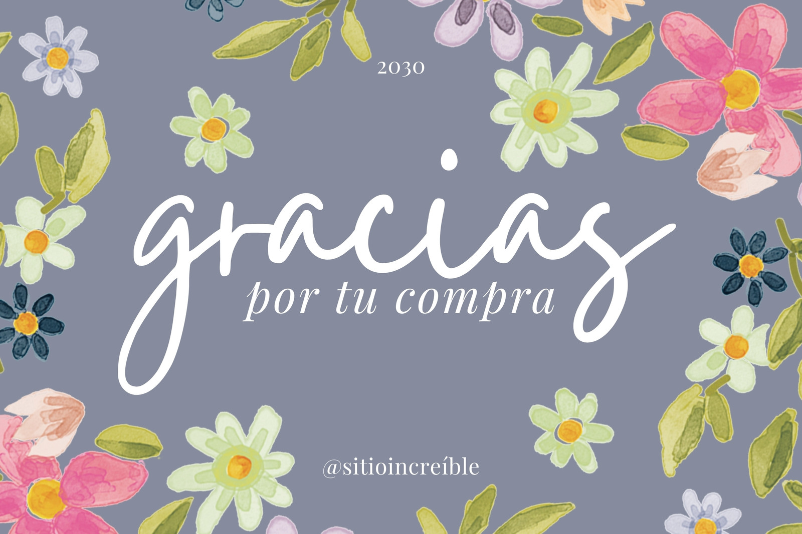 Tarjeta Horizontal Gracias Por Tu Compra Emprendimiento Ilustración Formas Floral Multicolor