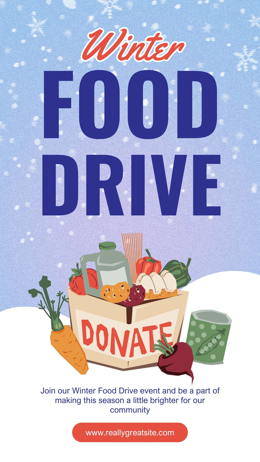 White And Blue Illustrative Winter Food Drive Instagram Story