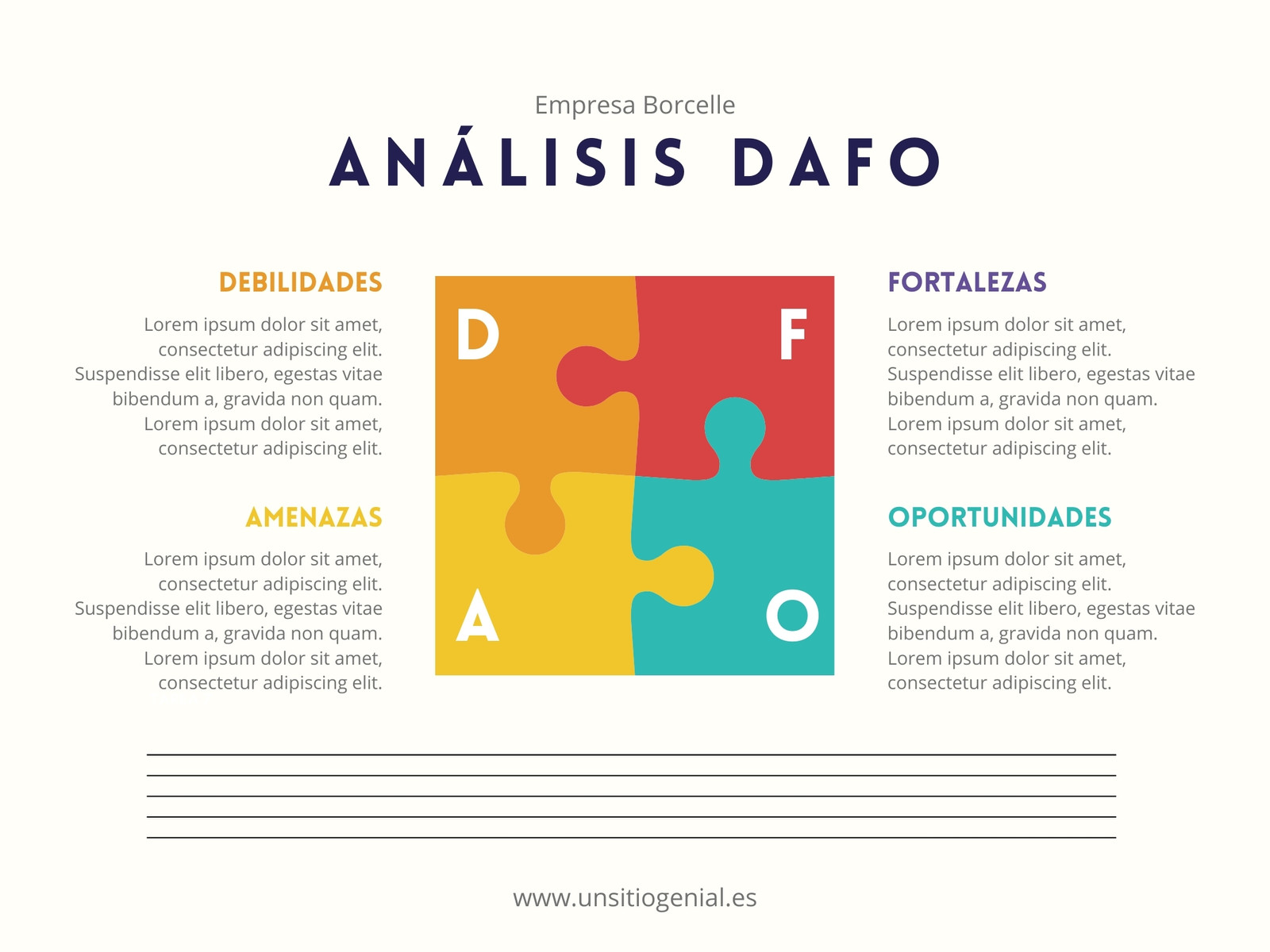 Gráfico Análisis DAFO Profesional Multicolor