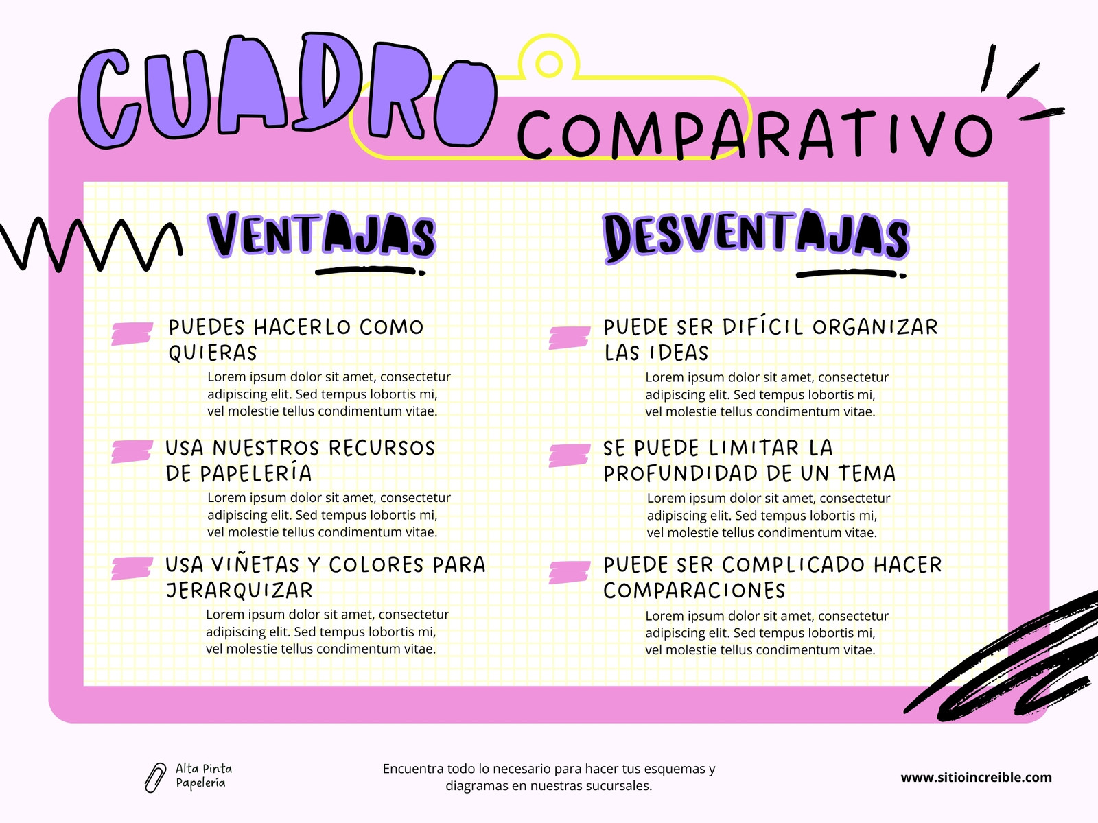 Grafica Cuadro Comparativo Pizarra A Mano Rosa