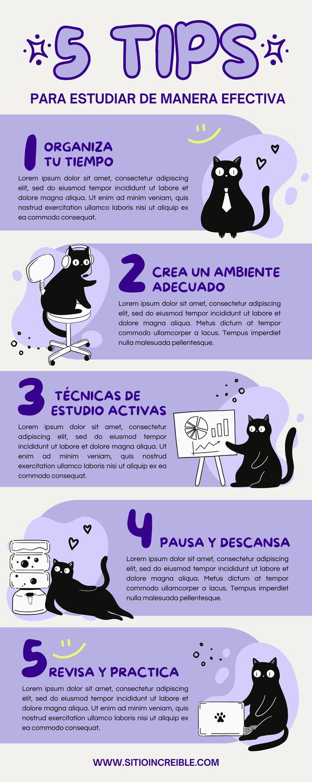 Infografía Tips de Estudio Ilustrado Moderno Morado