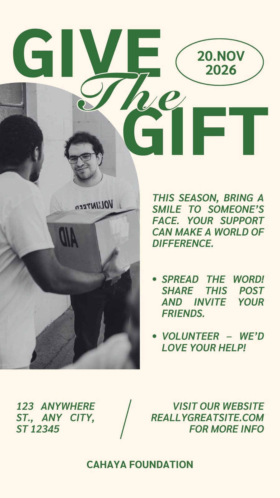 Green Modern Charity Gift Your Story