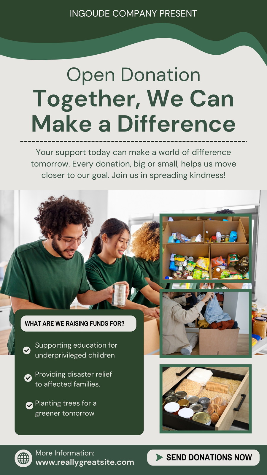 Green And Grey Modern Open Donation Instagram Story