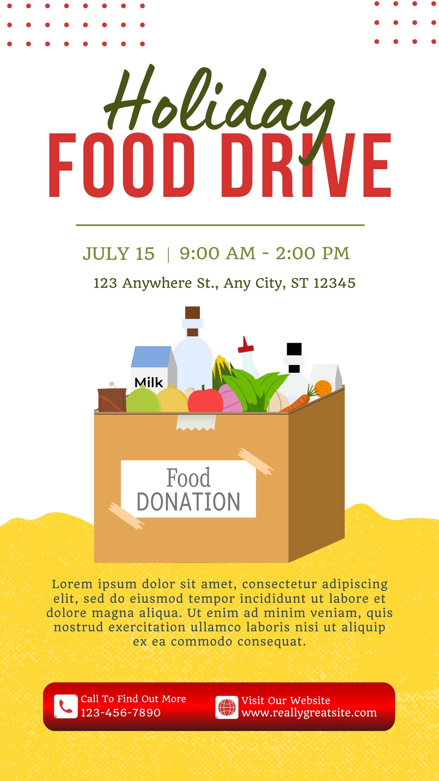 White and Illustration Holiday Food Drive Instagram Story