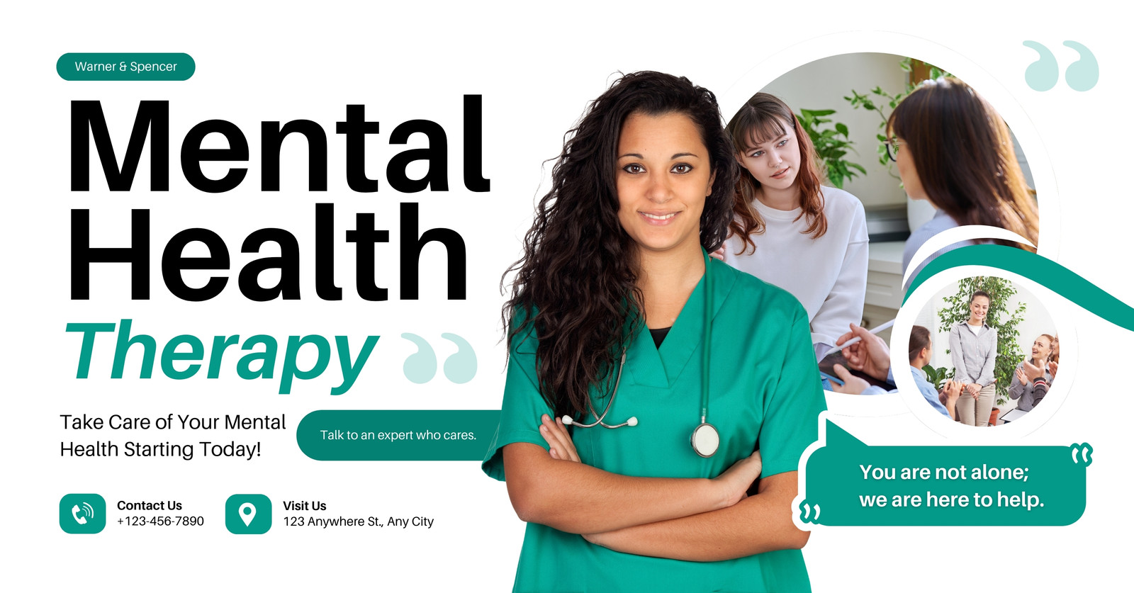 Green and White Modern Mental Health Therapy Facebook Ad