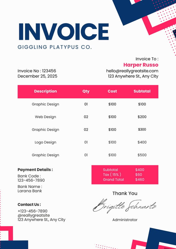 Invoice - Jeplate Creative - Canva