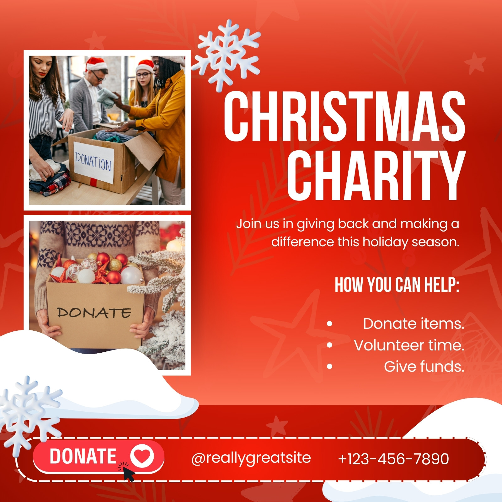 Red White Modern Christmas Charity Instagram Post