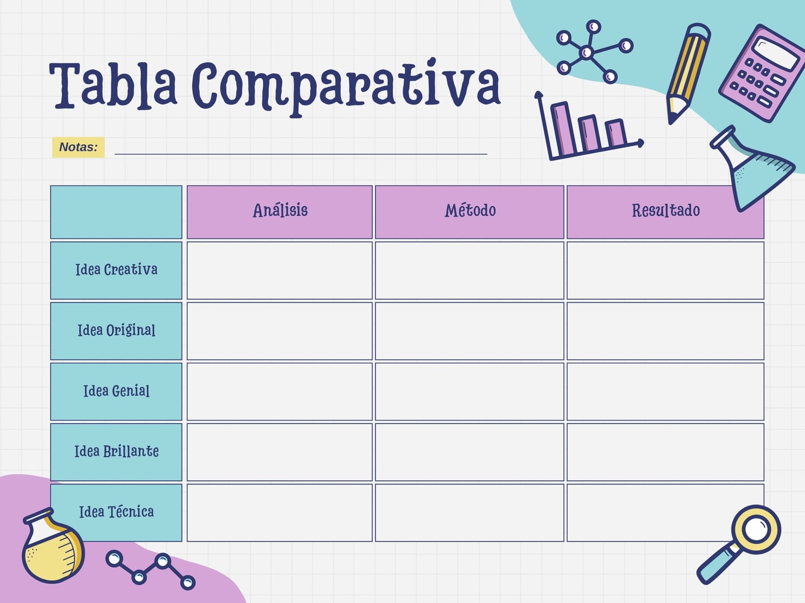 Tabla Cuadro Comparativo Ilustrativo Verde y Violeta