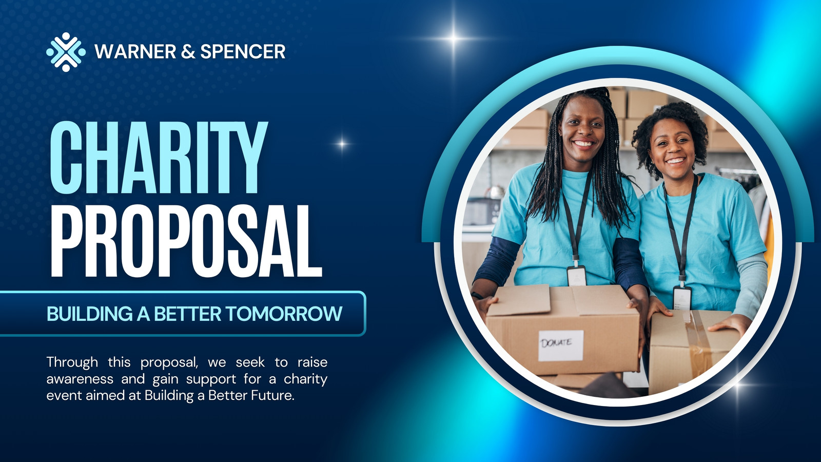 White and Blue Modern Charity Proposal Presentation