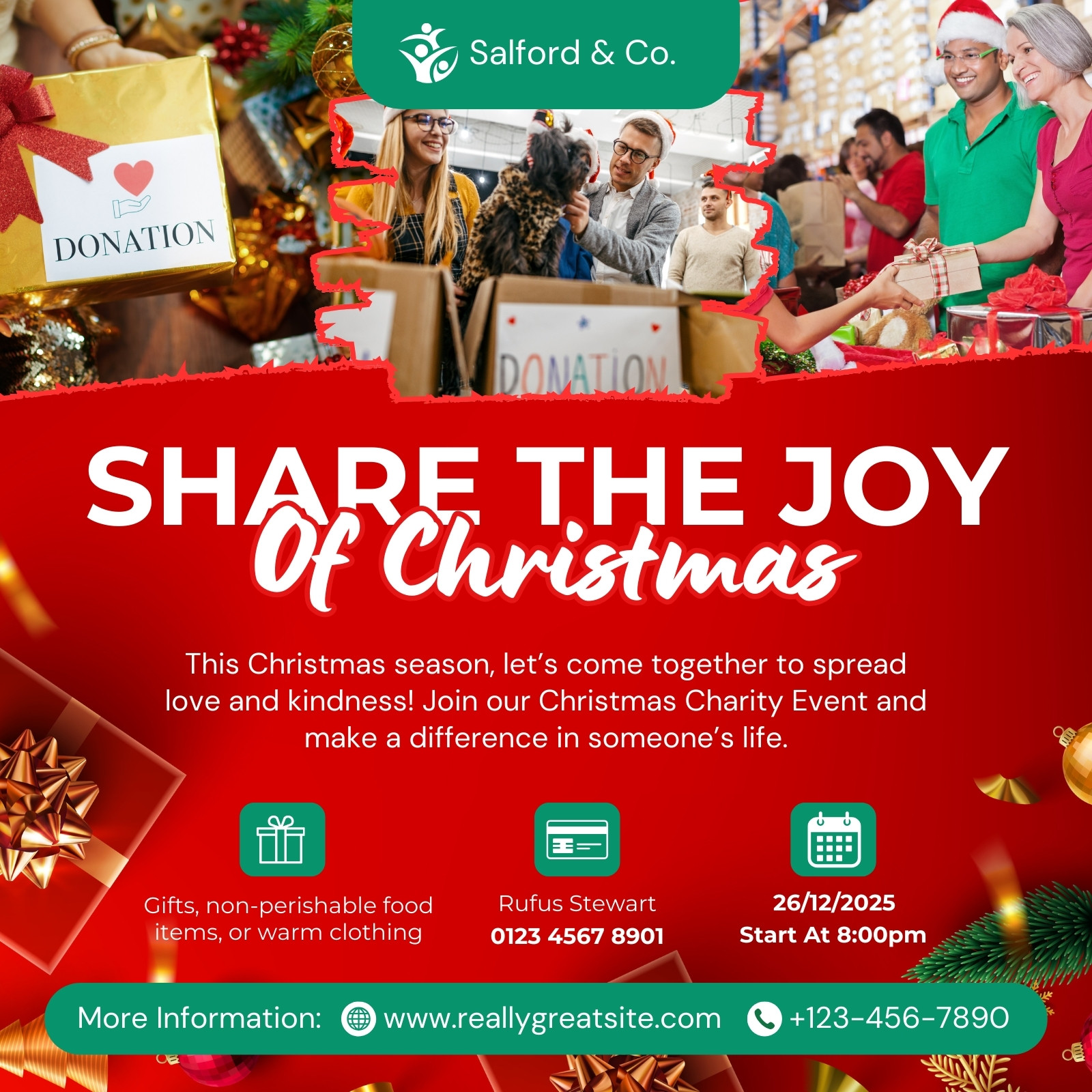 Red And Green Modern Christmas Charity Instagram Post