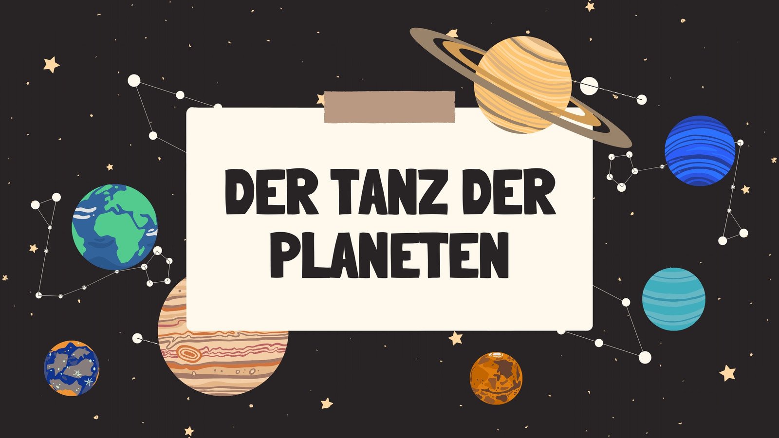 Flache Grafik Flacher Cartoon-Stil Der Tanz der Planeten Lehrreich Video Lehrvideo