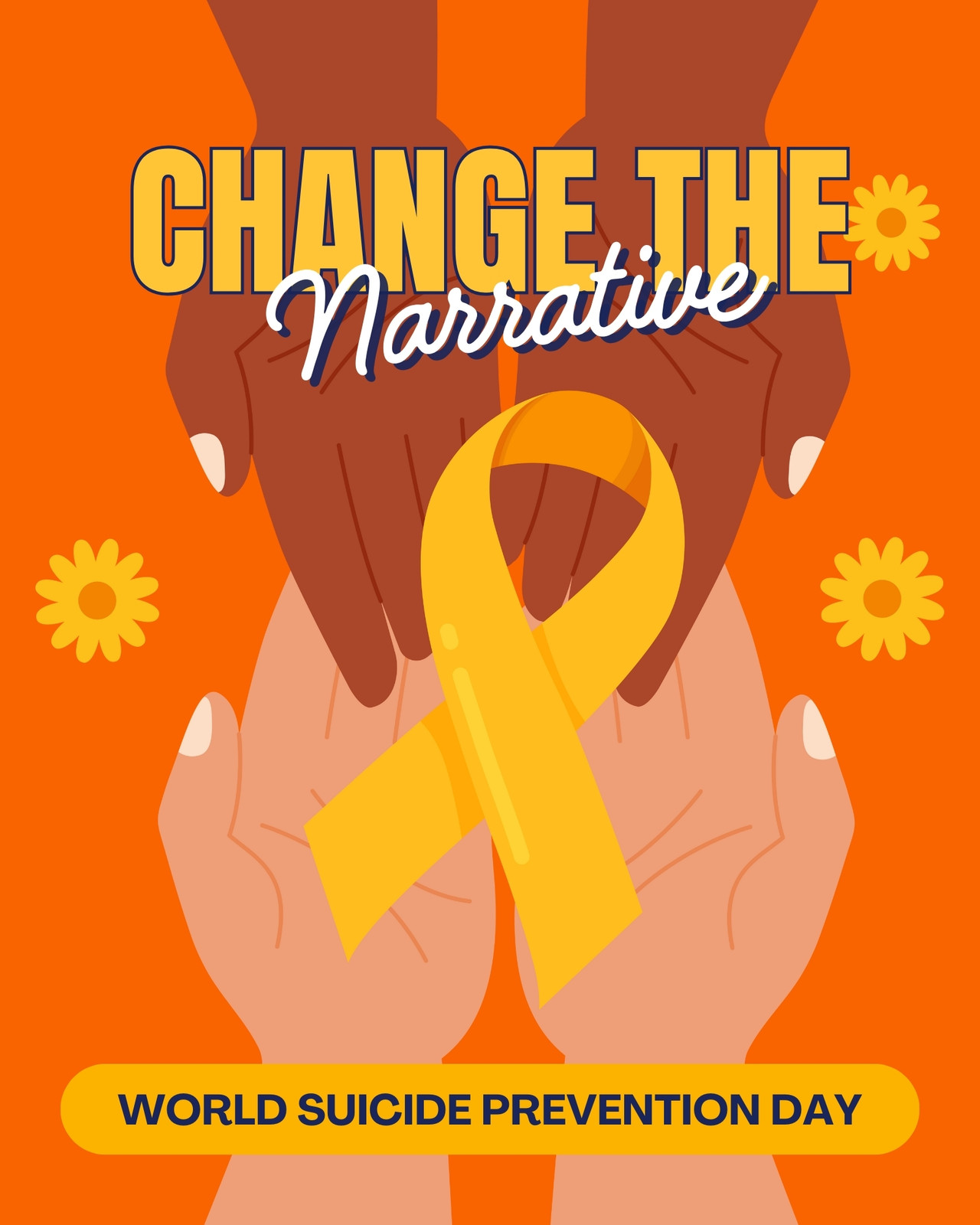 Orange Yellow Bold Illustrative World Suicide Prevention Day Instagram Post