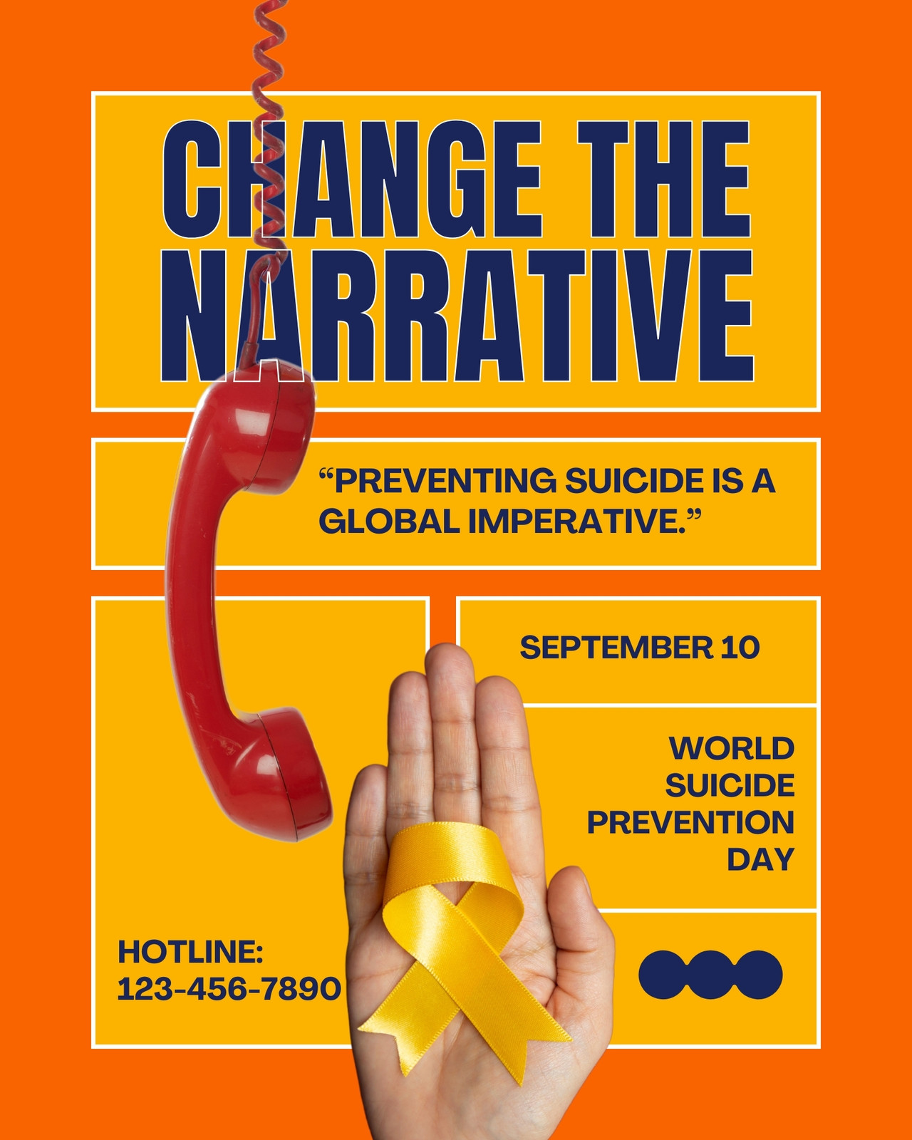 Orange Yellow Bold Modern World Suicide Prevention Day Instagram Post