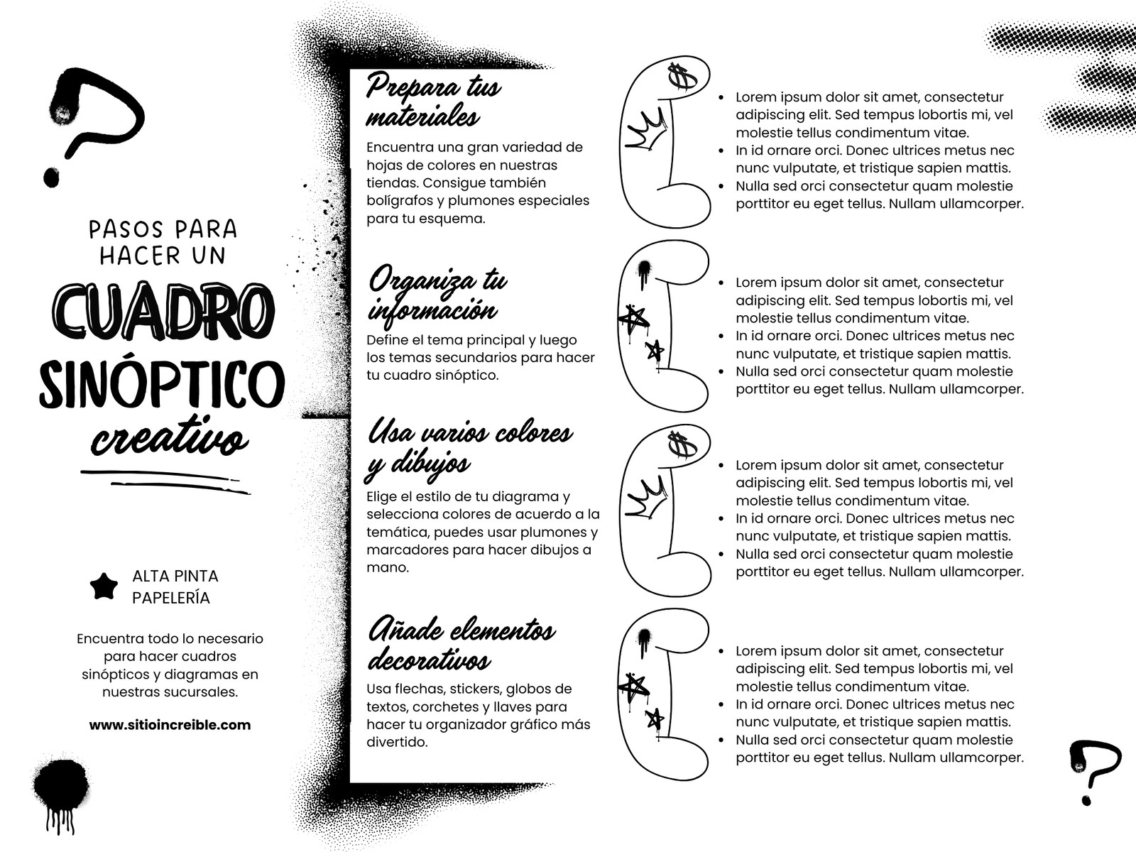 Grafica Cuadro Sinoptico Moderno Grafiti Blanco y Negro