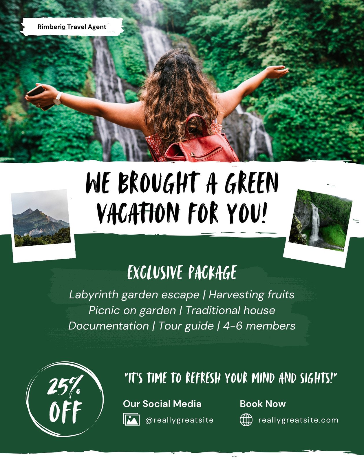 Green and White Modern Travel Agency Poster