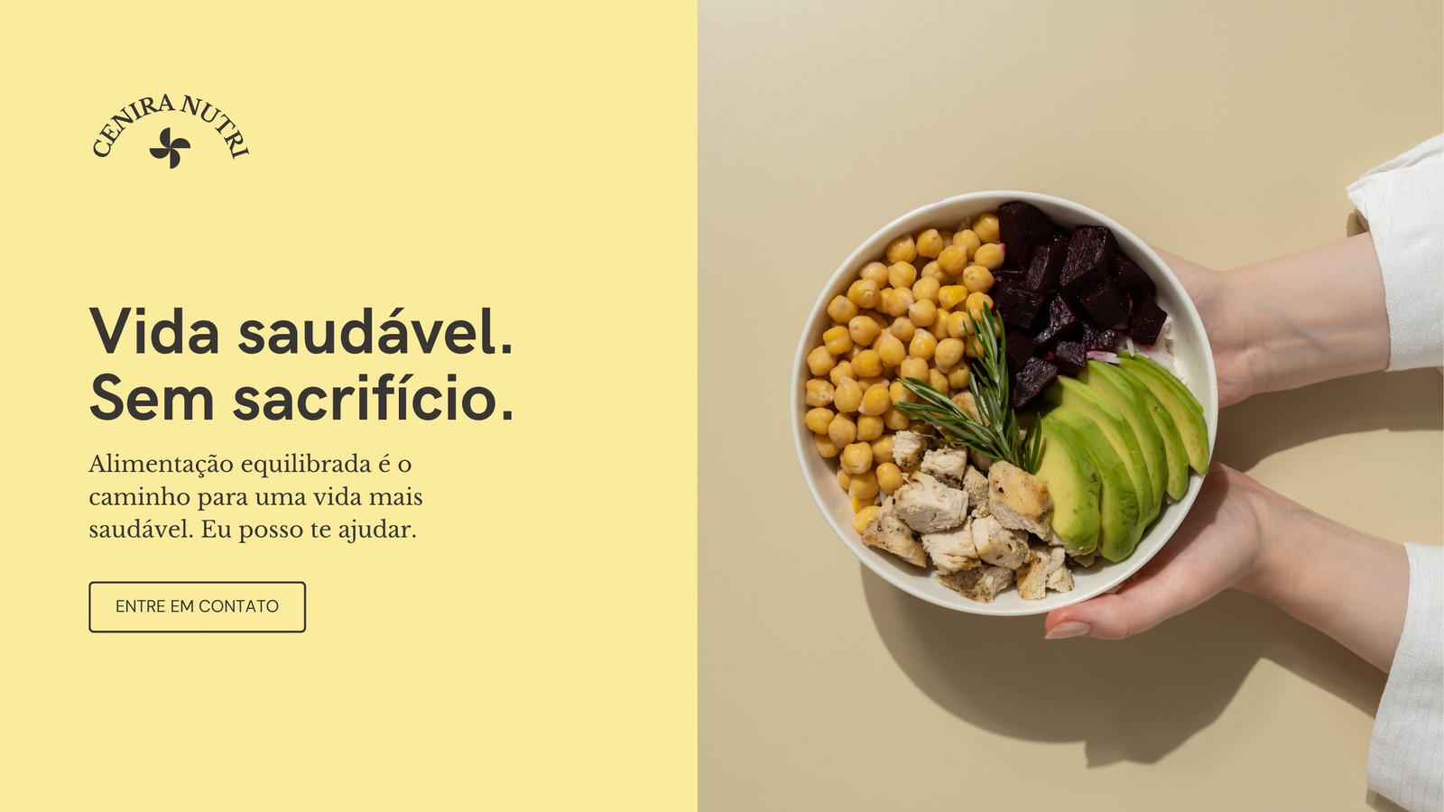 Site Amarelo e Verde Claro de Nutricionista Estilo Minimalista Moderno