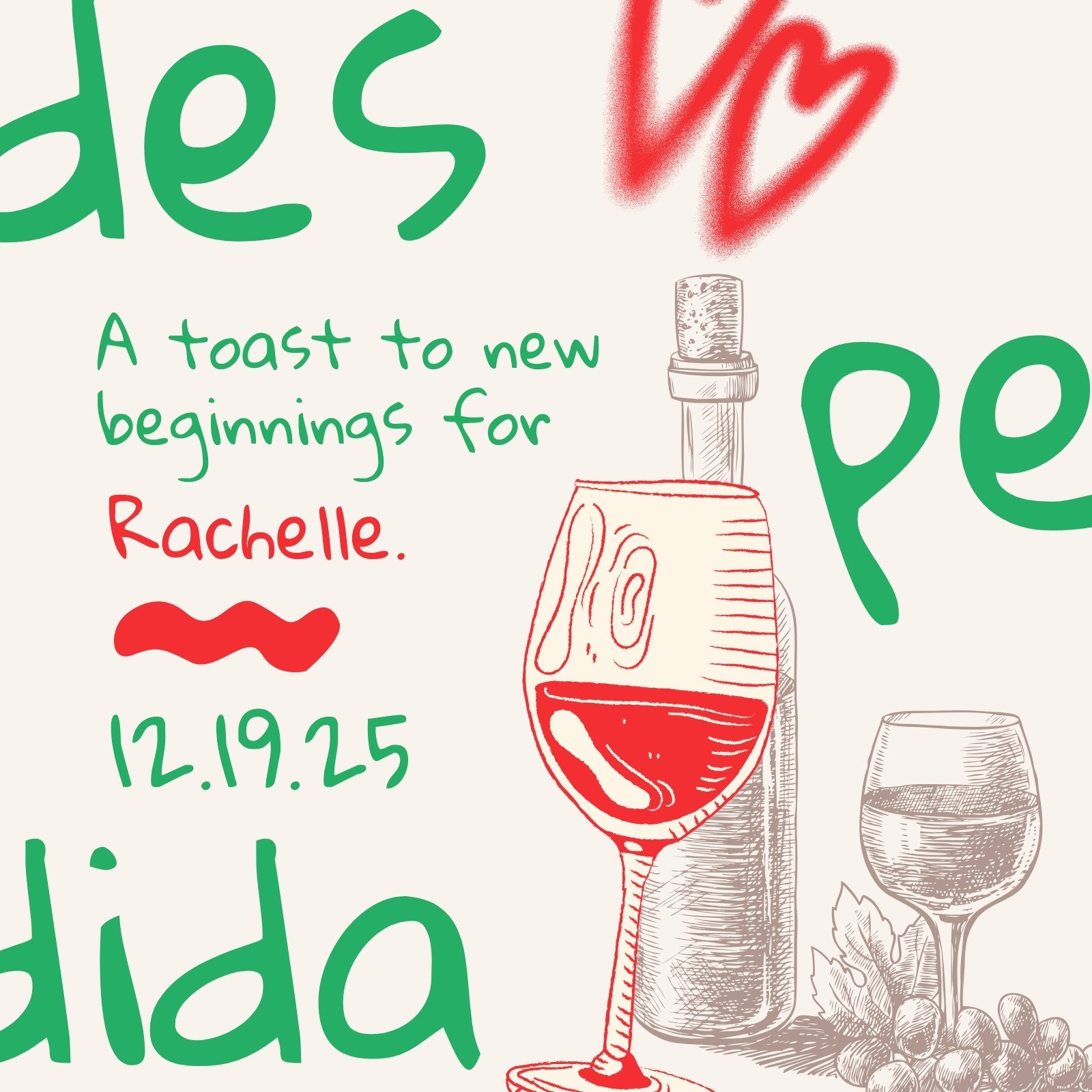 Beige Green Playful Organic Farewell Invitation Instagram Post