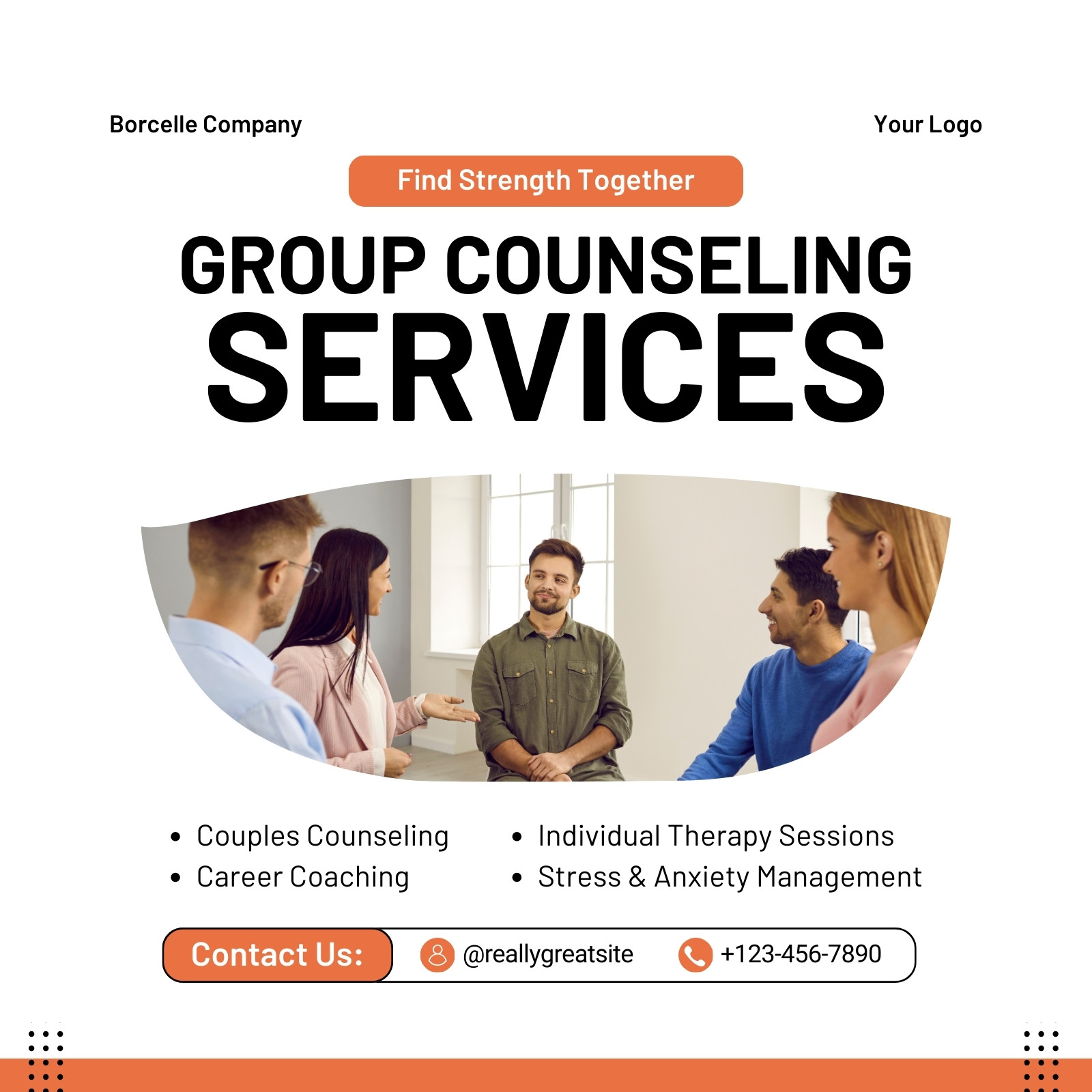 Orange Modern Group Counseling LinkedIn Post