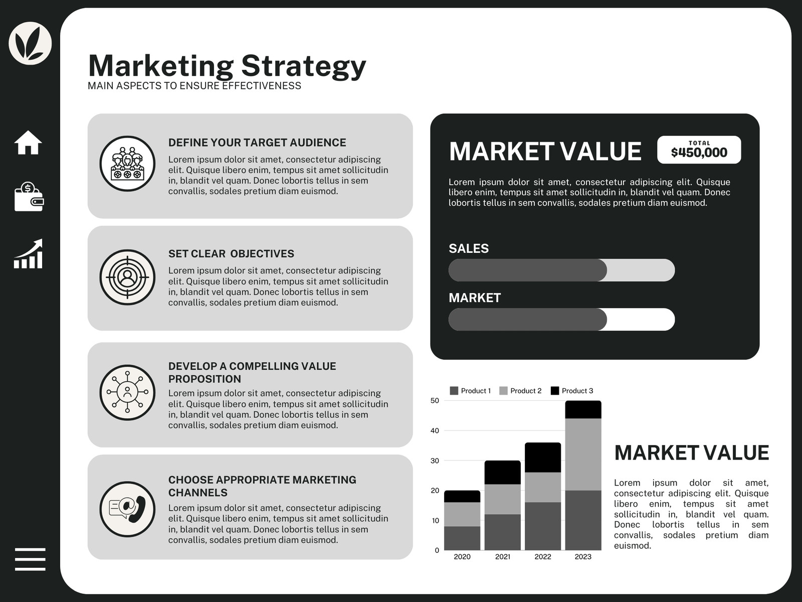 Black and white Modern marketing strategy Statistics Graph