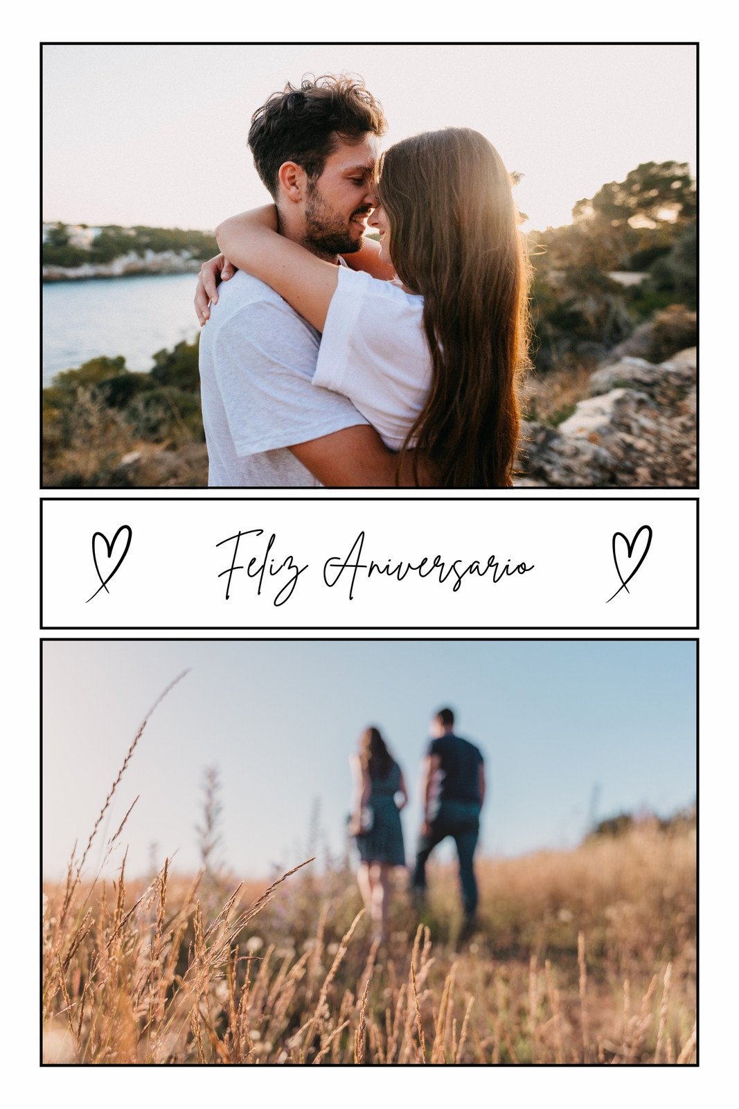 Collage de Fotos Vertical Feliz Aniversario Sencillo Simple Blanco