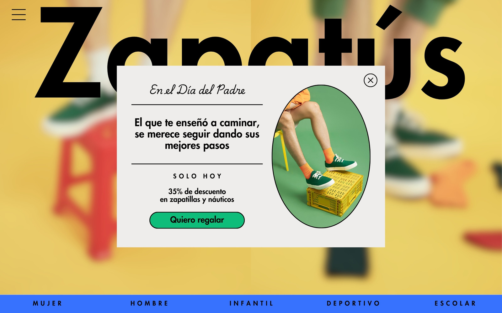 Prototipo de ordenador en Amarillo y Azul de estilo Impactante y corporativo sobre Zapatería