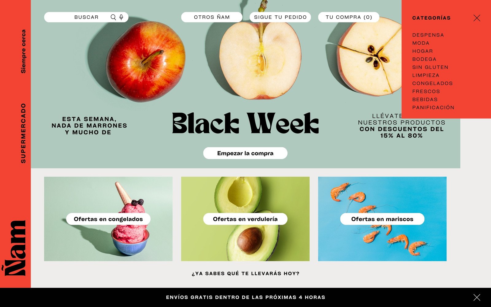 Prototipo de ordenador en Verde claro y Rojo de estilo Impactante y corporativo sobre Supermercados