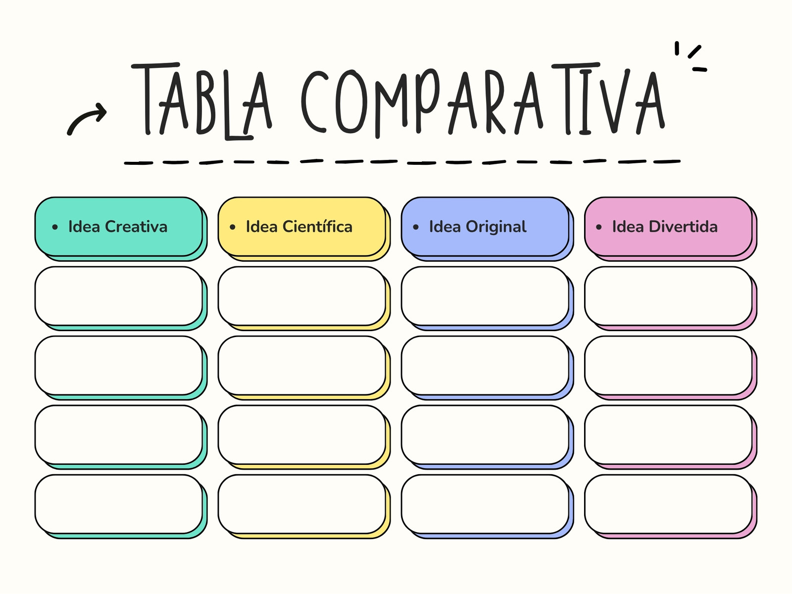 Tabla Cuadro Comparativo Sencillo Simple Colorido Rosa