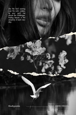Free Black and White Minimal Aesthetic Scrapbook Photo Collage Inspirational Pinterest Pin Canva template
